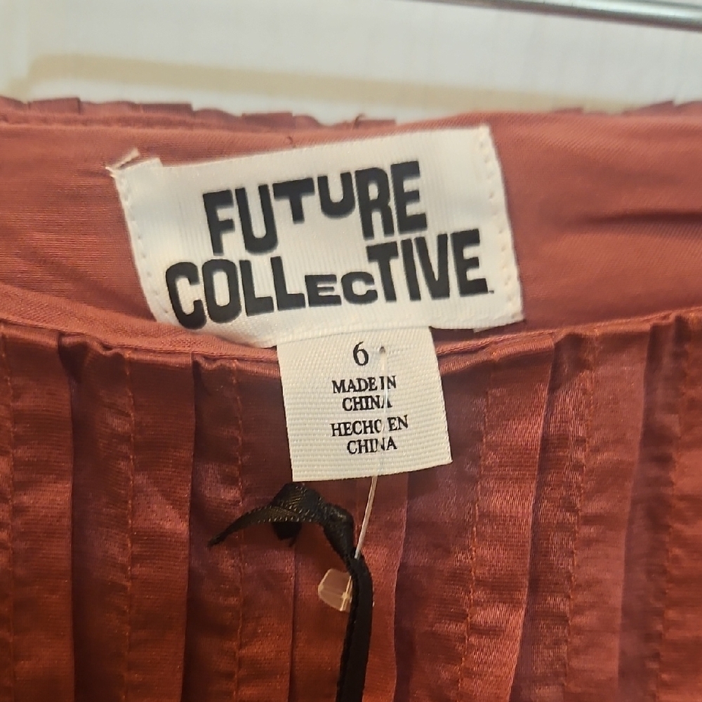 Future Collective Drop-Waist Pleated Midi Skirt Size 6 NWT - Picture 8 of 10